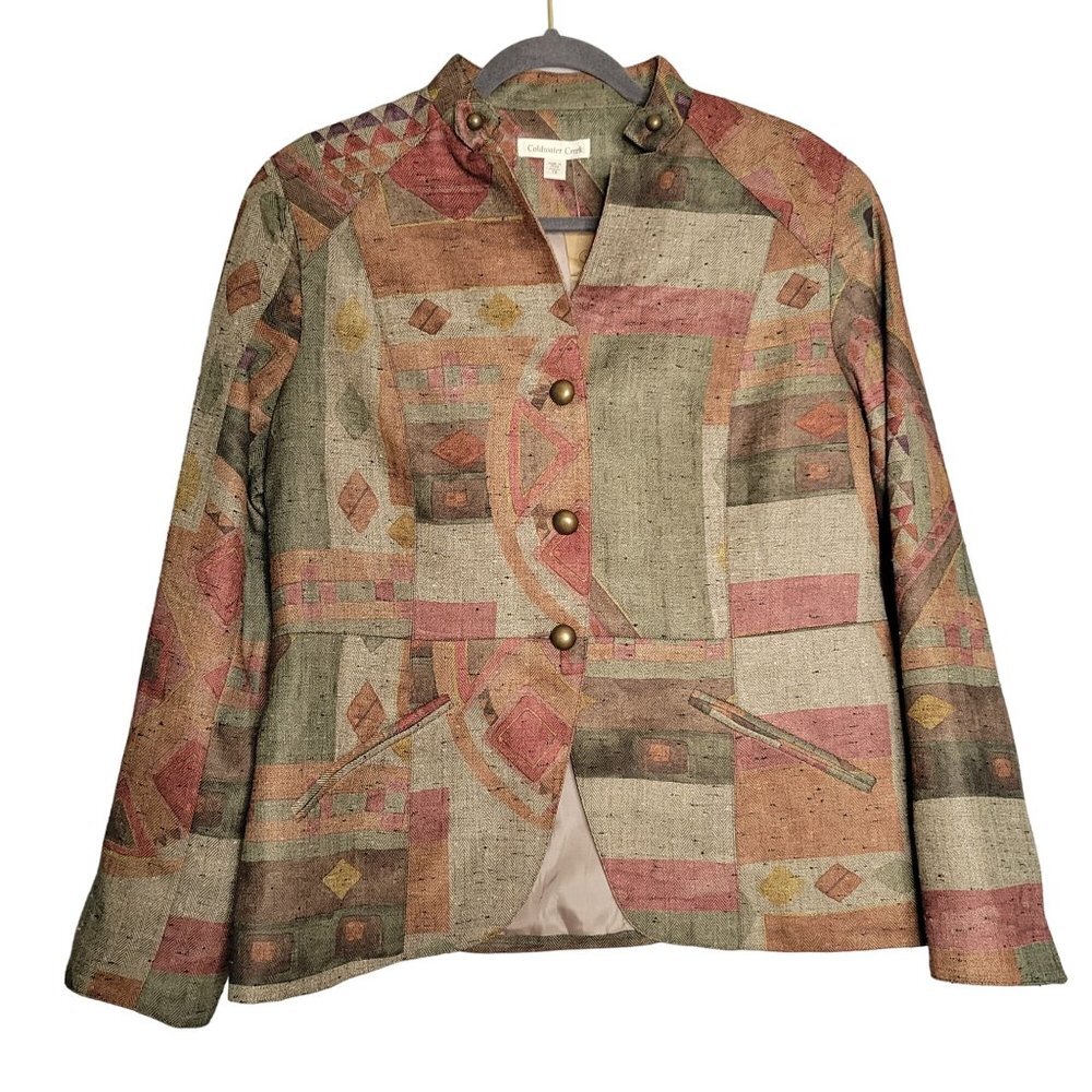 NWT Coldwater Creek Women's 16 Geometric Heritage Jacket Art‎ to Wear